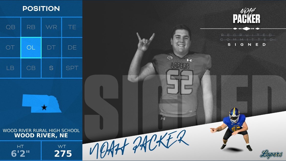UNK_Football's tweet image. Locking down the trenches. Welcome, @NoahPacker2025 to the Loper family.

#TeamOverMe