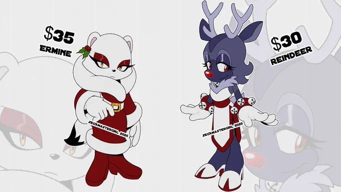 Winter based Sonic adopts! Purchase link in replies! If you purchase with an extra 30 usd you'll get a shaded half-body with a simple splash background. 