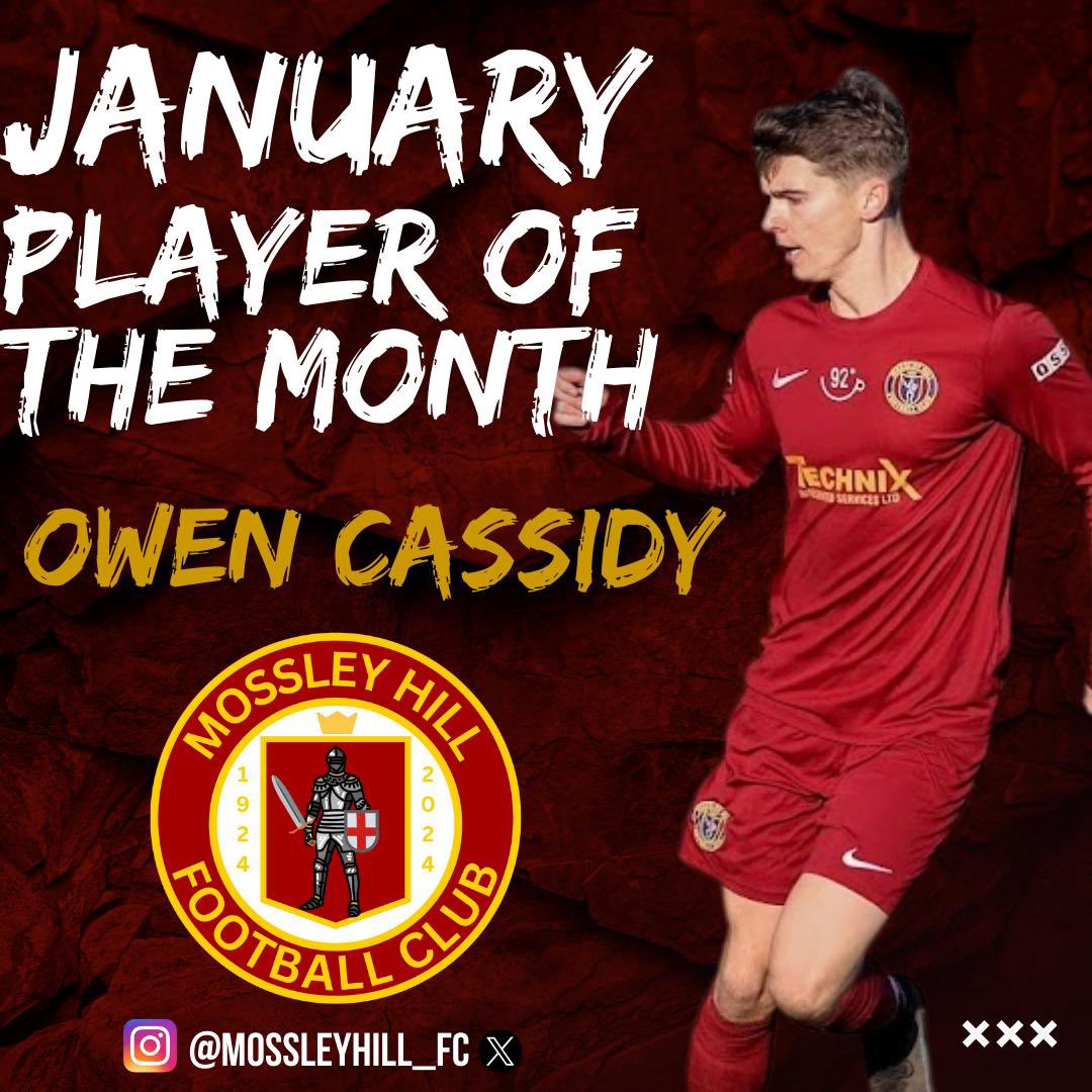 Our Player of the Month for January goes to our flying winger <a href="/OwenCassidy968/">Owen Cassidy</a>. Back to his best and back amongst the goals, he’s been unplayable for most games this month. Gonna be massive for us for the rest of the season. Keep it up! #oneclub