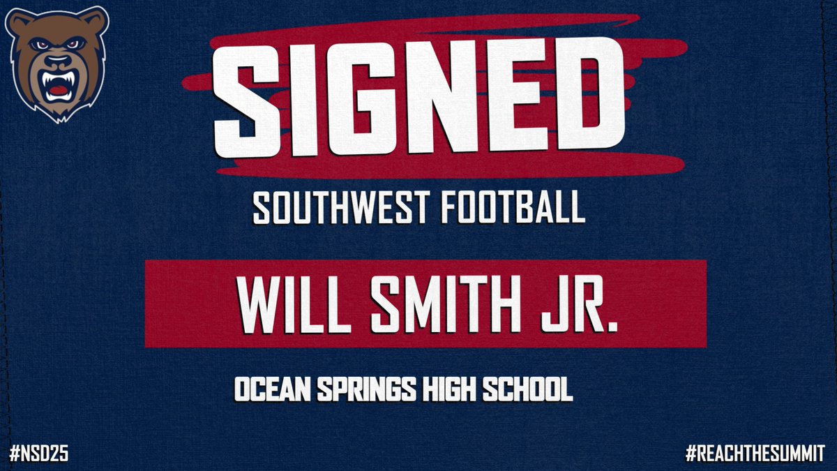 OCEAN SPRINGS➡️➡️➡️SUMMIT

Welcome to the <a href="/smccfootball/">SMCC Football</a> family, Will Smith Jr.!

#BiteDown🐻
#2the5ummit⛰️