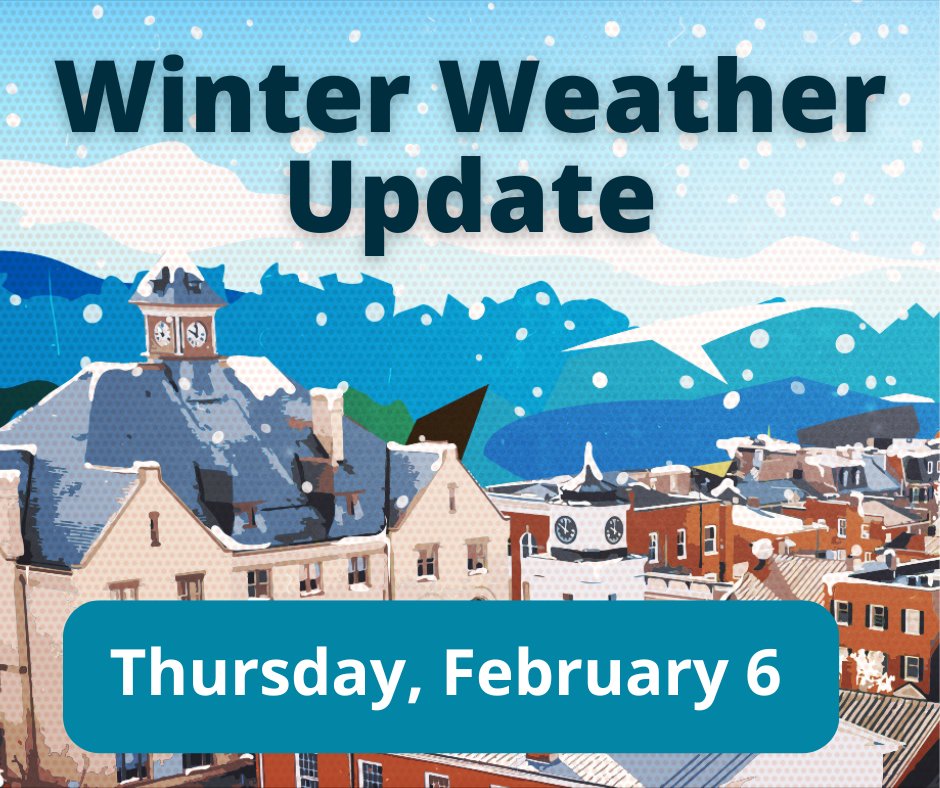 ❄️ Due to the forecasted ice coming in overnight, all City offices and Winchester Transit will open at 10 a.m. on Thursday, February 6, 2025. Trash collection will still occur but with a delayed start. 

The Park Rec Center will be closing at 7 p.m. on Wednesday, February 5.