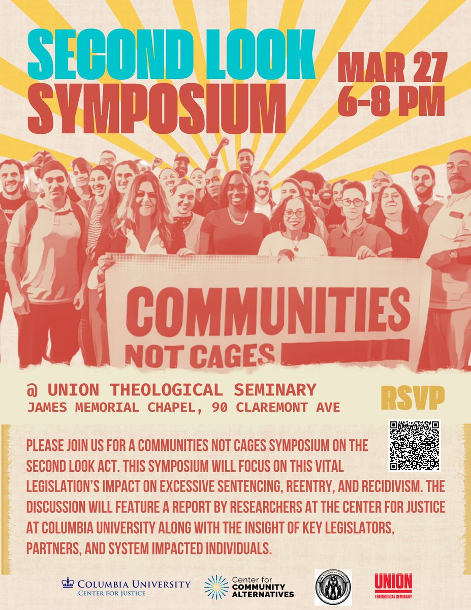 Join #CommunitiesNotCages for a Second Look Symposium at Columbia University on March 27th. Hear from leaders who have been impacted by incarceration, legislators and policy advocates on why it’s time to end racist and unjust sentencing laws. RSVP here: bit.ly/CNCMarch27