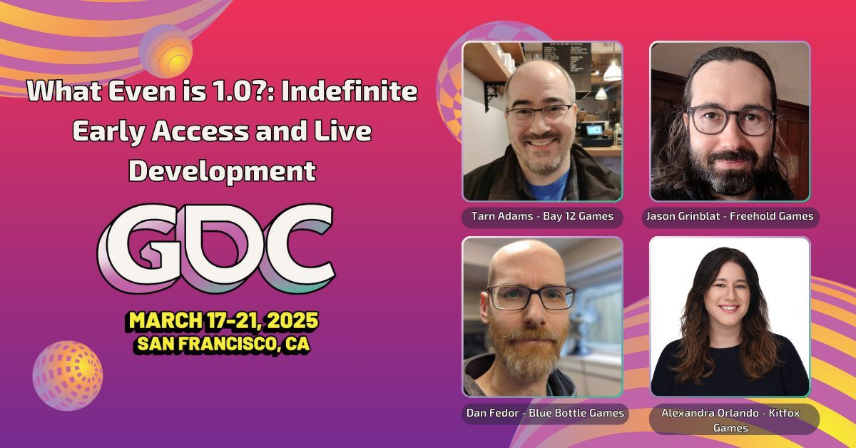 KitfoxGames's tweet photo. Kitfox is going to GDC with a SUPER panel about Early Access games!

Featuring:
⛏ Tarn Adams (Dwarf Fortress)
🍄 Jason Grinblat @ptychomancer (Caves of Qud)
🚀 Dan Fedor @dcfedor (Ostranauts)
🦊 Alexandra Orlando @AlexGOrlando (Streets of Fortuna) https://t.co/fdN69RbwsT
