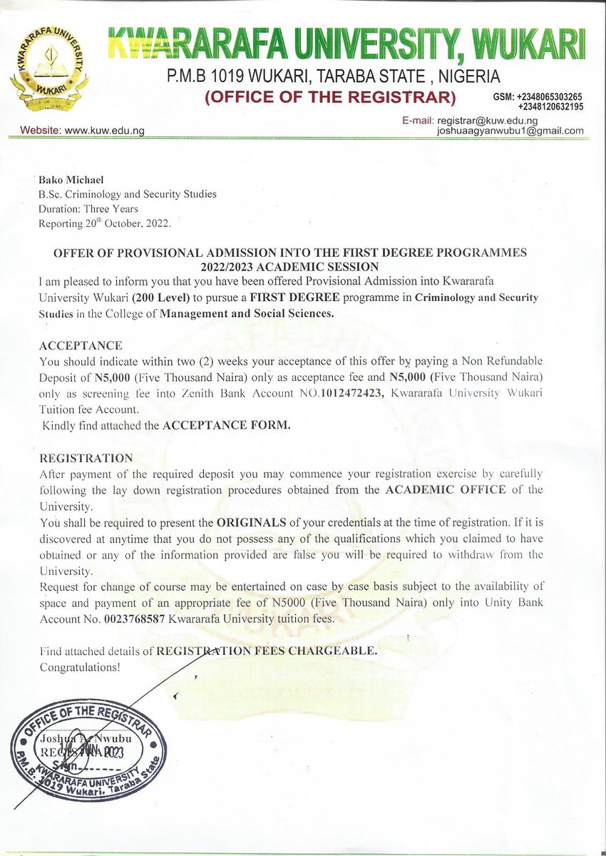 Michaelbako3's tweet photo. @Mazitundeeednut Sir, my name is Michael Bako, from Takum, Taraba State, Nigeria.
 I'm a final year student at Kwararafa University, Wukari, Taraba State, Nigeria.
My fee is two hundred and twenty five thousand naira (225,00) . Please come to my aid sir. https://t.co/R0vXMYdOEv
