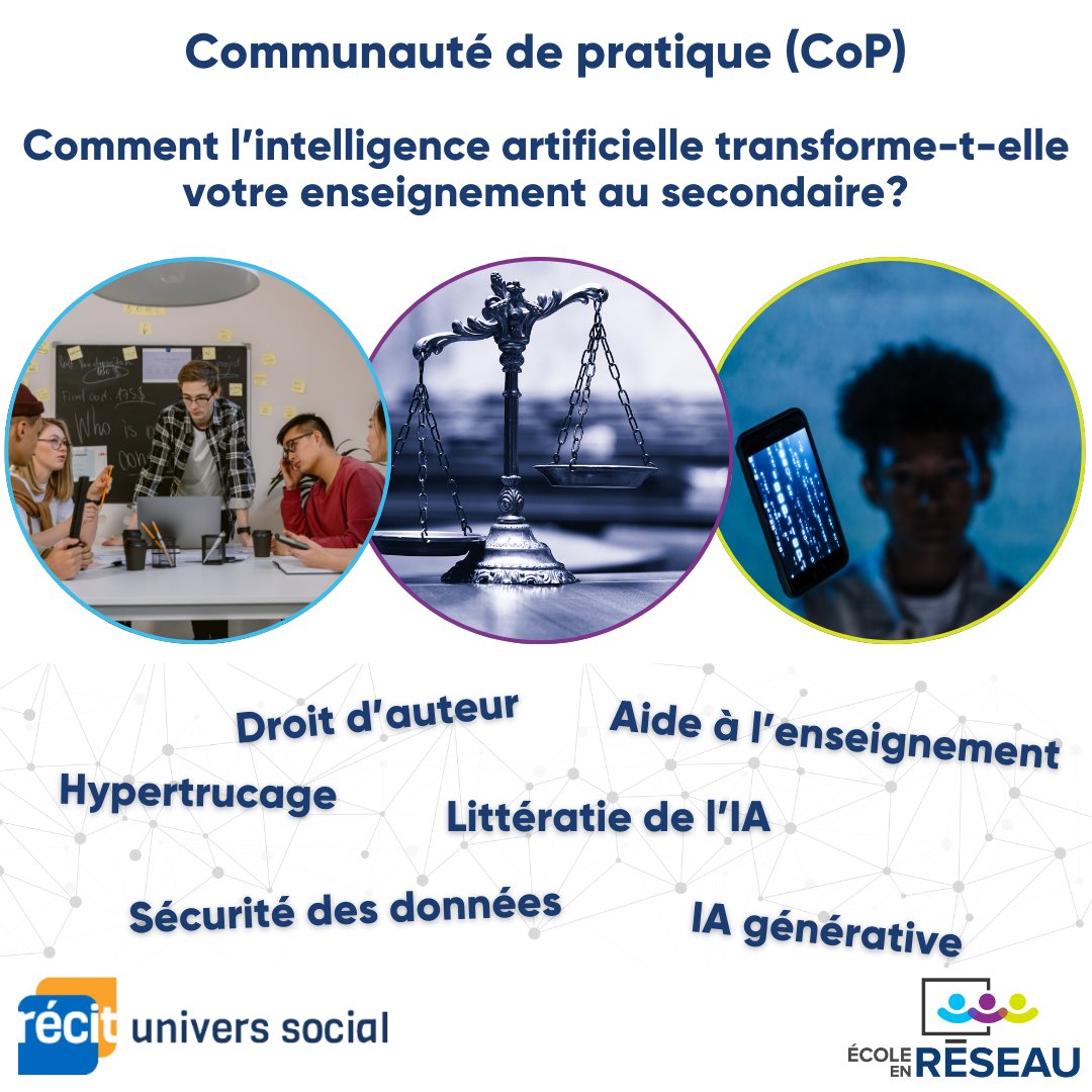 École en réseau (@ecoleenreseau) on Twitter photo Avec #Récituniverssocial, cette CoP propose 3 rencontres  et vous permettra d'échanger avec des personnes CP et enseignantes et coconstruire du matériel pédagogique à l’aide d’outils numériques.
Informations et inscriptions: tinyurl.com/mr2ss78r Avec #Récituniverssocial, cette CoP propose 3 rencontres  et vous permettra d'échanger avec des personnes CP et enseignantes et coconstruire du matériel pédagogique à l’aide d’outils numériques.
Informations et inscriptions: tinyurl.com/mr2ss78r
