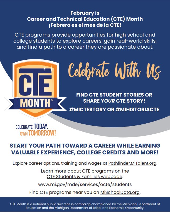 CteBuchanan's tweet photo. Want to learn more about CTE? This is the month to do it. #BuckCTE https://t.co/etDMbDsLin