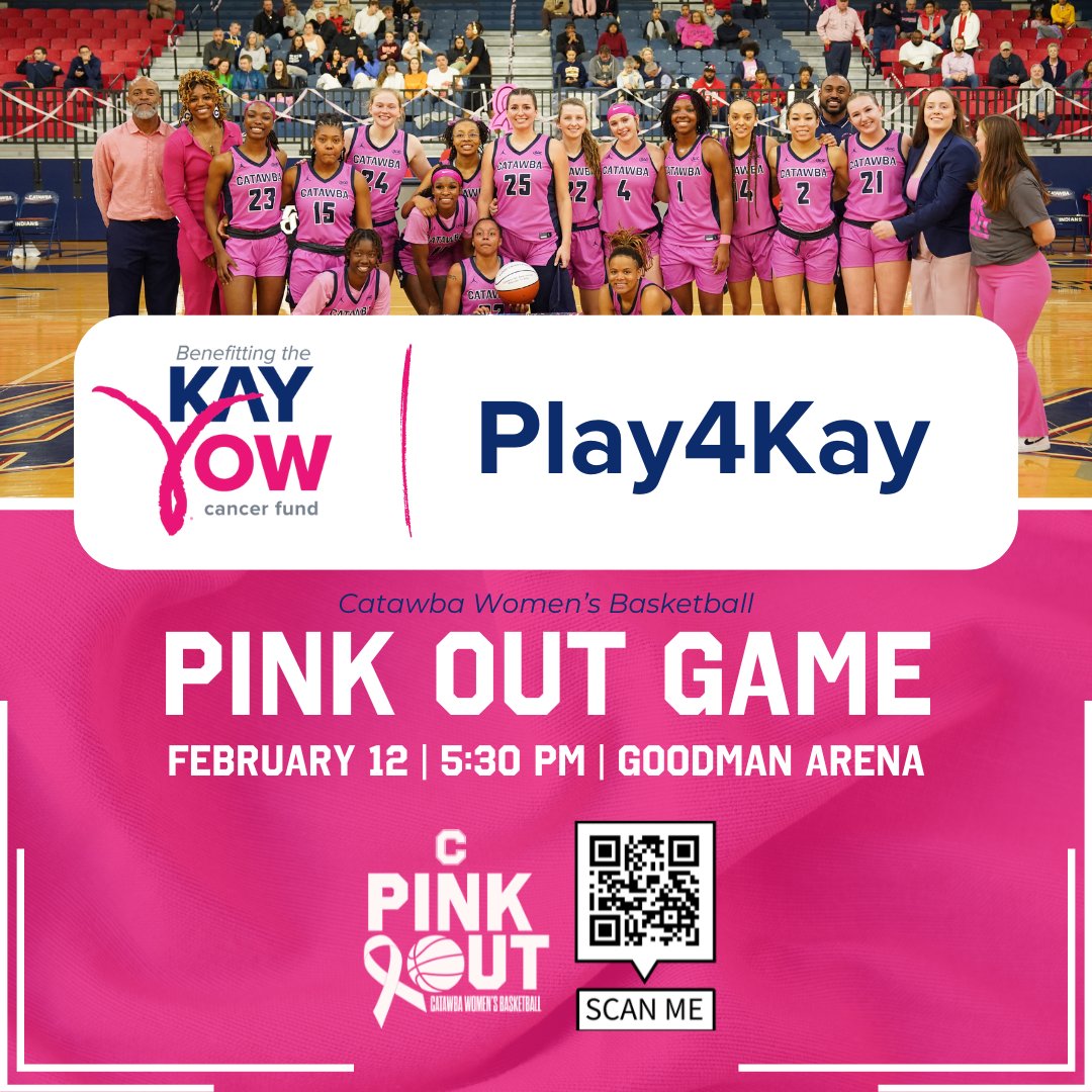 Catawba College Athletics (@catawbaindians) on Twitter photo 1 week until our Play4Kay game 🎀
Join <a href="/catawba_wbb/">Catawba Women’s Basketball</a> in the fight against women’s cancer by donating via the link below and wearing pink to Goodman Arena on February 12th at 5:30pm.
🎀 tinyurl.com/5n9a664v 1 week until our Play4Kay game 🎀
Join <a href="/catawba_wbb/">Catawba Women’s Basketball</a> in the fight against women’s cancer by donating via the link below and wearing pink to Goodman Arena on February 12th at 5:30pm.
🎀 tinyurl.com/5n9a664v