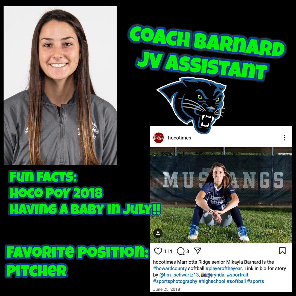 Next up!!! Our JV Assistant Coach....Coach Barnard! Coach Barnard brings experience and talent and we are so excited to have her! Welcome Coach!! <a href="/GPHSPanthers/">Guilford Park HS Athletics</a> <a href="/GPHSBoosters/">Guilford Park High School Boosters</a>
