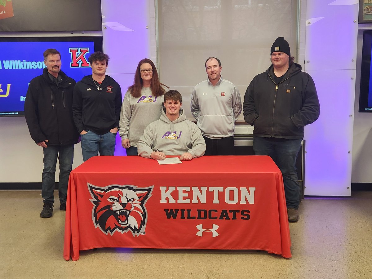 Congrats to Kenton senior Bill Wilkinson on signing to play football at Ashland University today!!! Projects to play as an offensive guard or a center at the college level