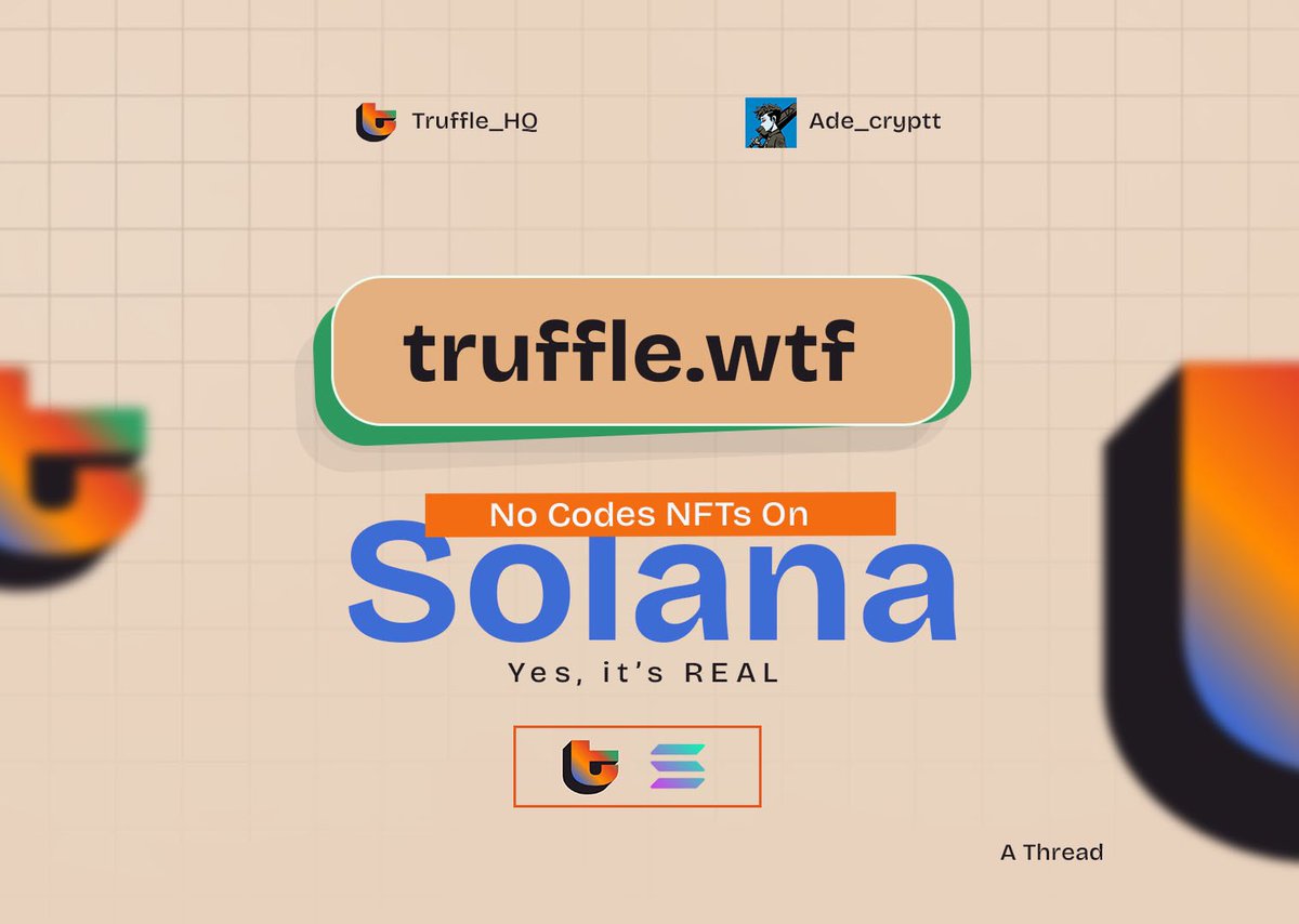 No Code NFTs on Solana? Yes, it’s REAL!

With Truffle.wtf, anyone can create, mint &amp; collect NFTs, no coding required! 

Whether you’re an artist, a collector, or just curious, Truffle makes it effortless.

Let’s break it down ⬇️

🧵👇