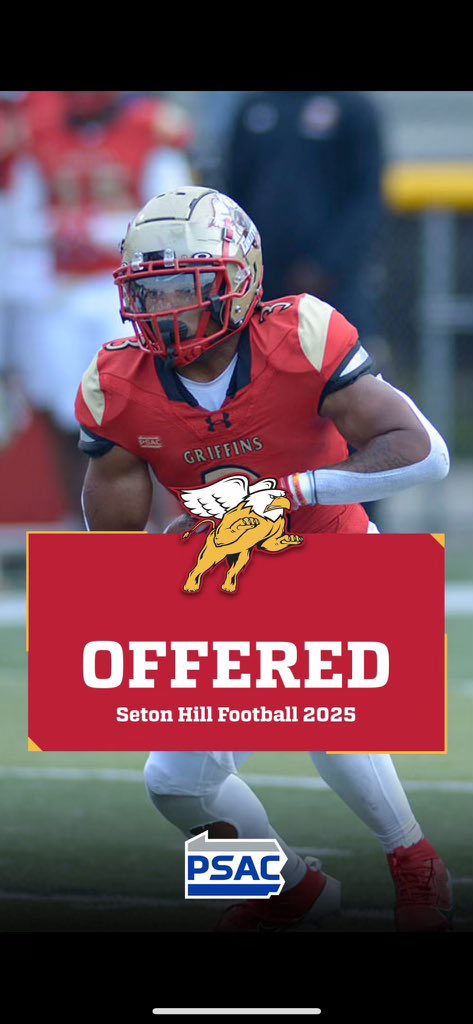 MarkellHerr's tweet photo. After a great conversation with @CoachColemanSHU I’m excited to announce I have received an offer from Seton Hill! @NedimyerVince @MtLionFootball https://t.co/UAei2oLnly