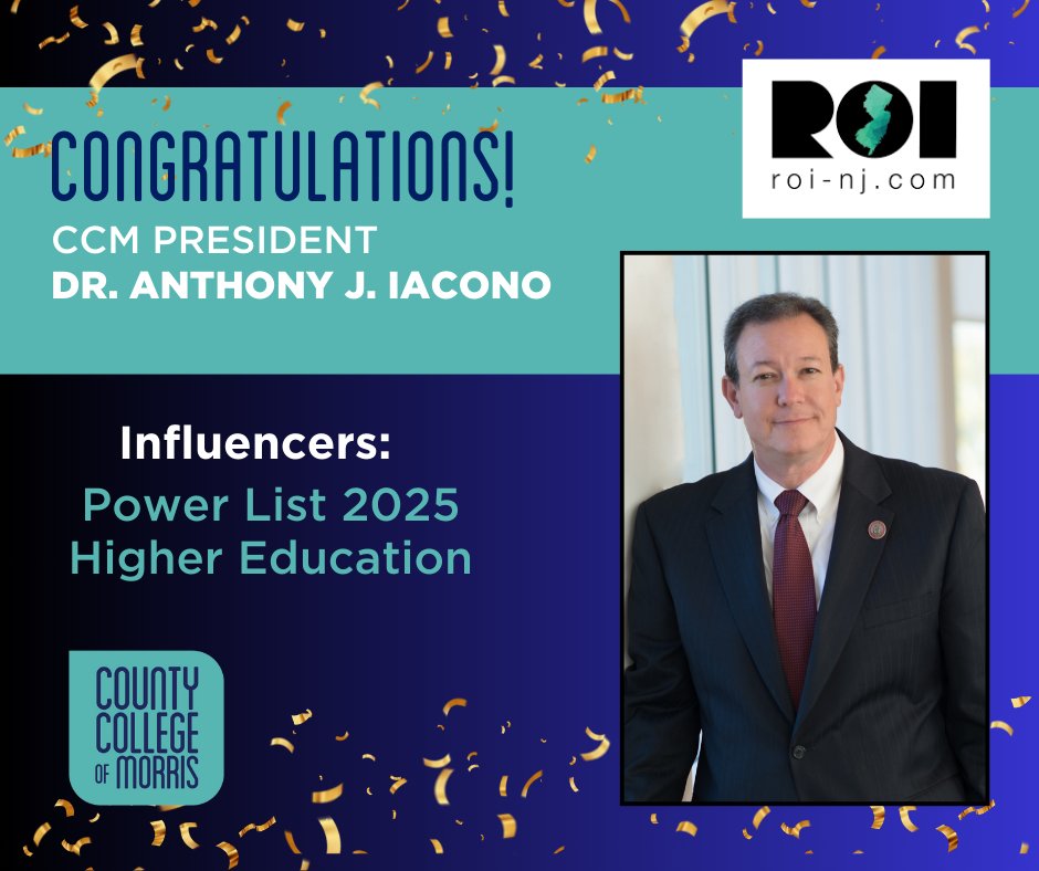 CCM_edu's tweet photo. #CCMProud of President Iacono for being named to @ROINJNews Influencers: Power List 2025 - Higher Education for the sixth consecutive year! #ROINJ highlighted $535K in grants awarded to CCM for #advancedmanufacturing programs #powerlist2025 https://t.co/rTtn6fJUt3
