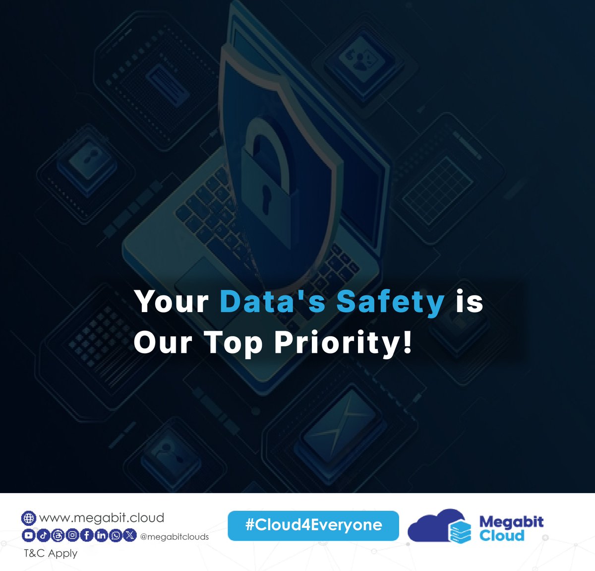 megabitclouds's tweet photo. As cyber threats evolve, so do our security measures at Megabit Cloud. We implement advanced protocols to protect your data and ensure peace of mind. Trust us to keep your information safe! 

#DataSecurity #CyberSafety #MegabitCloud #Cloud4Everyone https://t.co/MoSTVWc8M6