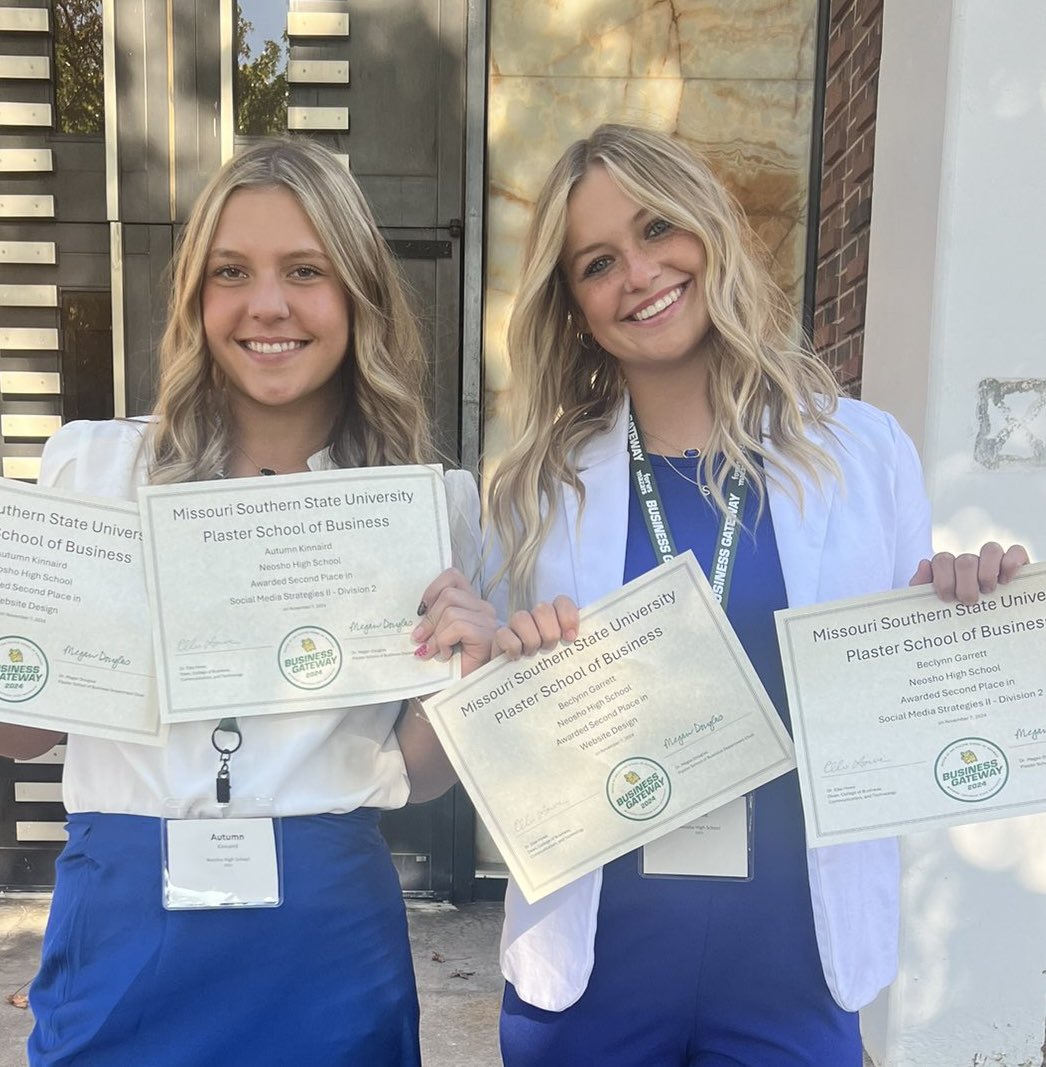 Beclynn Garrett and Autumn Kinnaird competed in FBLA at MSSU today and walked away District Champions in both their categories. So proud of them!! Onto State! <a href="/AutumnSB2026/">Autumn Kinnaird</a> <a href="/Beclynn10/">Beclynn Garrett</a>