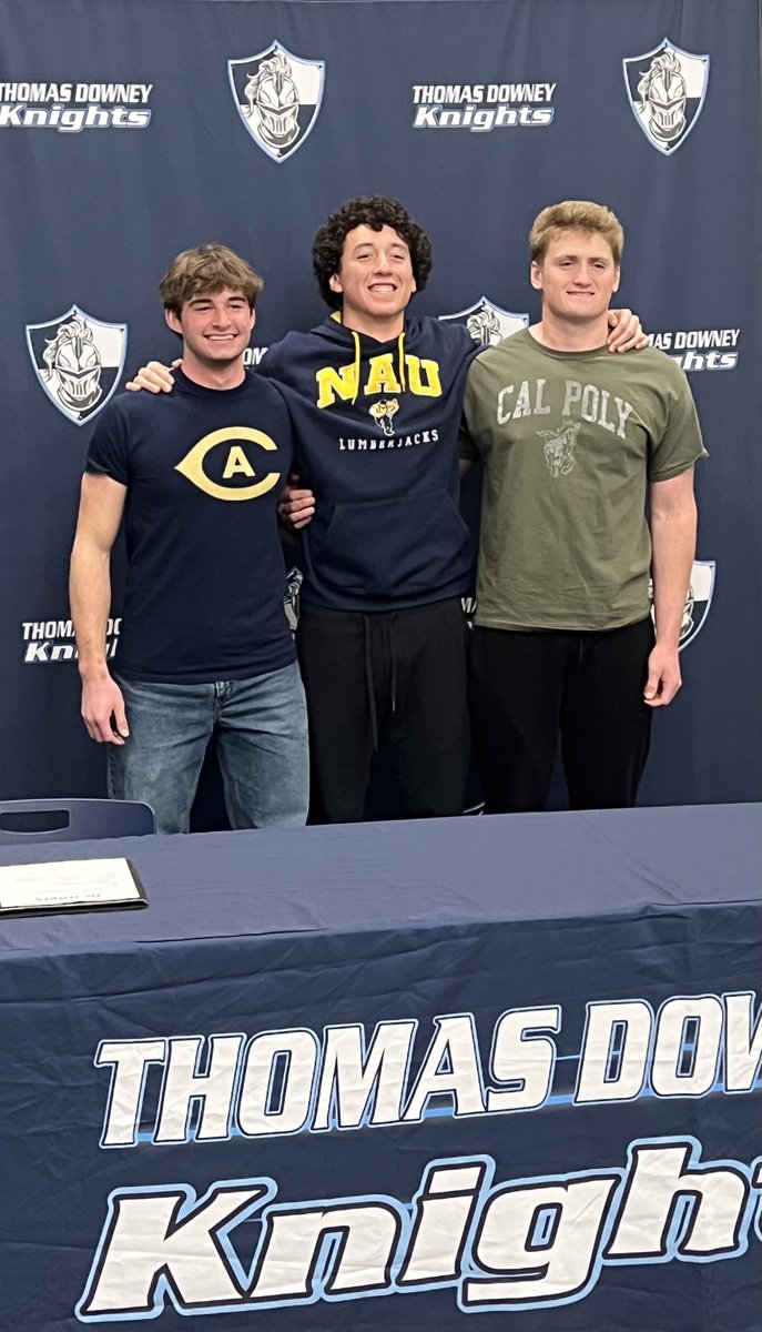 Congratulations to Ethan (UC Davis), Joseph (Northern Arizona) &amp; Noah (Cal Poly) for their commitments to become student-athletes and use football to further their education.  These guys are incredible young men that will make our Downey family very proud!