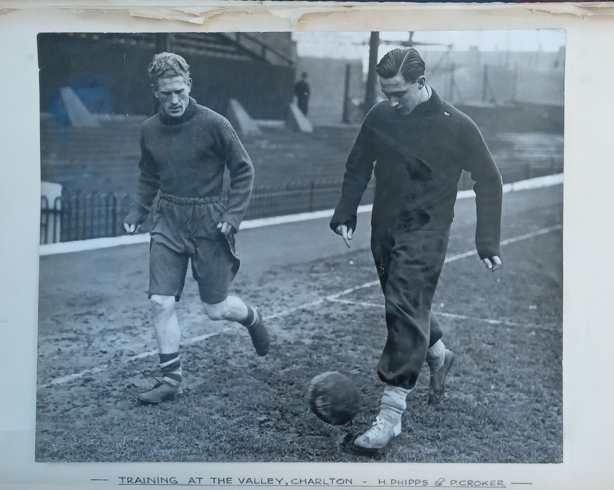 Peter Croker, seen here training at the Valley, won the FA Cup with Charlton in 1947

Last week we were loaned Peter's personal collection of memorabilia by his son David

This pic is from his photo album scrapbook
#cafc