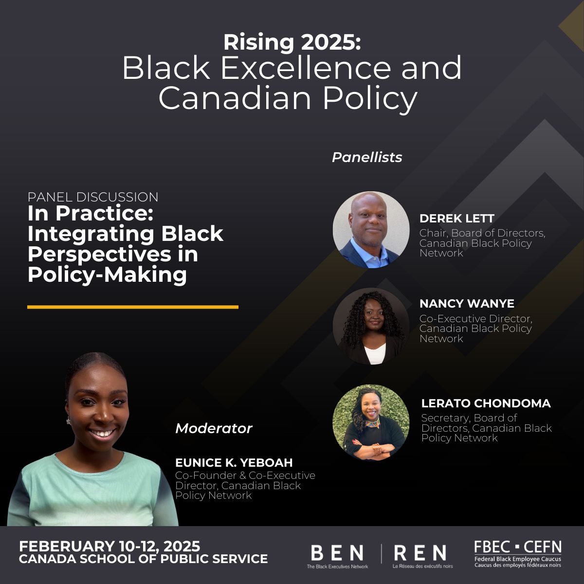 Countdown to the Rising 2025 Conference 🔊 
Join us as we host an insightful panel at the conference to share our vision on ways to ensure Black voices are shaping Canadian public policy issues.
Register now👉 csps-efpc.gc.ca/events/black-e… #CBPN #PolicyForChange #BlackExcellence