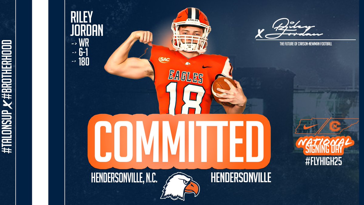 CONGRATULATIONS to Riley Jordan (<a href="/RileyJordan06/">Riley Jordan</a>) Hendersonville HS (TN) on his Signing with Carson Newman! The Eagles are getting a Dude. No one is going out works this guy. Awesome Kid,  Great Family!!! #TNSelect7v7 <a href="/TNSelectTrng/">TN Select Sports Training</a> <a href="/ShockDoctor/">Shock Doctor</a> <a href="/Tigerpride53/">Rod Reed</a> <a href="/coachfloat10/">macio franklin</a>