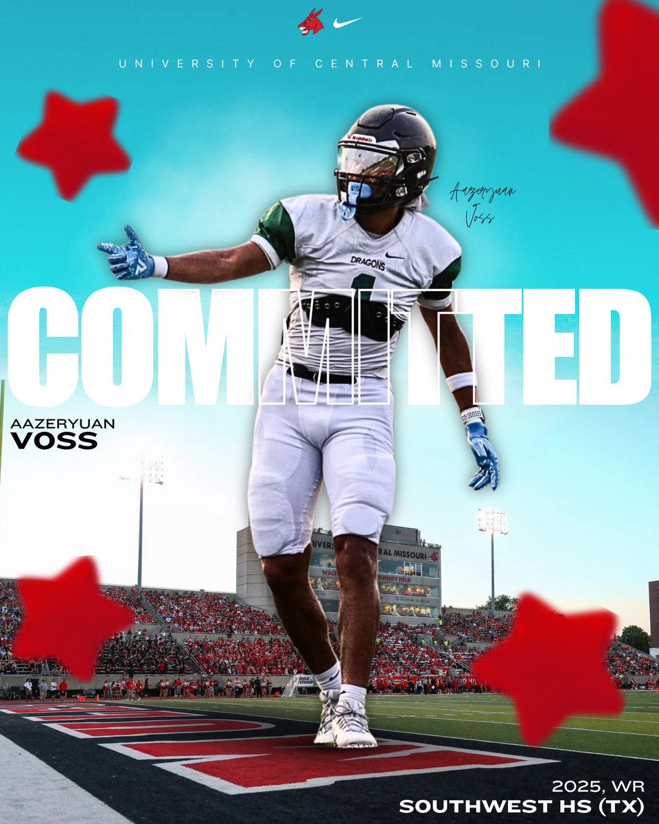 Aazeryuan “Z” Voss (@aazeryuanvoss11) on Twitter photo #AGTG Extremely blessed to say that I have shut down my recruitment and committed to Central Missouri! 🔴⚫️
<a href="/UCMFootballTeam/">Mules Football</a> <a href="/Vince_Mayle/">Coach Mayle</a> <a href="/JoshLamberson/">Coach Lambo</a> <a href="/H_HAWK/">Hayden Hawk</a> <a href="/SWDragonsFB/">Southwest Dragons Football</a> <a href="/DEFCONTX7v7/">DEFCON 1 TEXAS 7v7</a> #AGTG Extremely blessed to say that I have shut down my recruitment and committed to Central Missouri! 🔴⚫️
<a href="/UCMFootballTeam/">Mules Football</a> <a href="/Vince_Mayle/">Coach Mayle</a> <a href="/JoshLamberson/">Coach Lambo</a> <a href="/H_HAWK/">Hayden Hawk</a> <a href="/SWDragonsFB/">Southwest Dragons Football</a> <a href="/DEFCONTX7v7/">DEFCON 1 TEXAS 7v7</a>