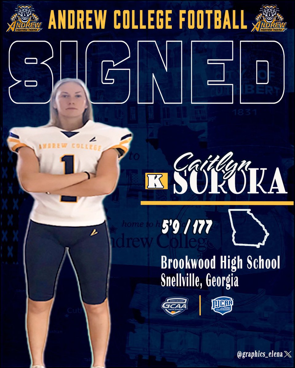 Andrew College Fighting Tigers Football (@tigersandrew) on Twitter photo Welcome,Caitlyn Soroka to the Fighting Tigers Family!
✅<a href="/CaitlynSoroka/">Caitlyn Soroka</a>
📍<a href="/Bronco_Ftball/">Brookwood Football</a> ➡️Tigers Den Welcome,Caitlyn Soroka to the Fighting Tigers Family!
✅<a href="/CaitlynSoroka/">Caitlyn Soroka</a>
📍<a href="/Bronco_Ftball/">Brookwood Football</a> ➡️Tigers Den