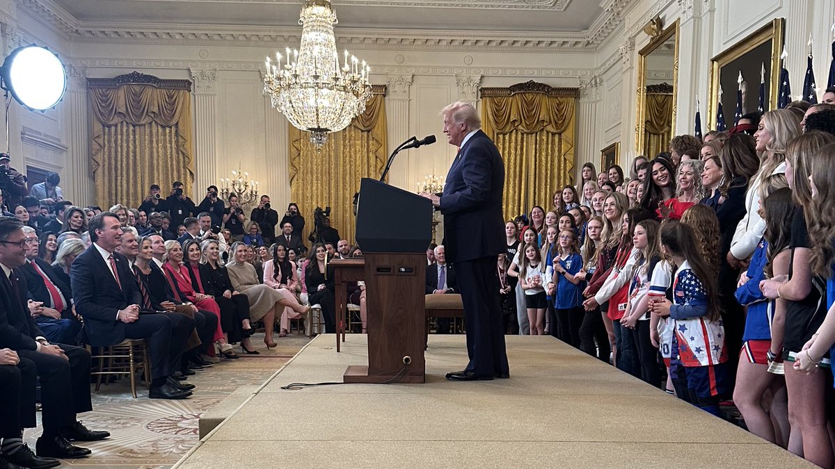 RepHarshbarger's tweet photo. I couldn’t think of a better way to celebrate National Girls &amp; Women in Sports Day than being by President Trump’s side — along with so many strong Republican women — as he signs today's executive order banning biological men from competing in women’s sports! https://t.co/8WY7wSN0T5