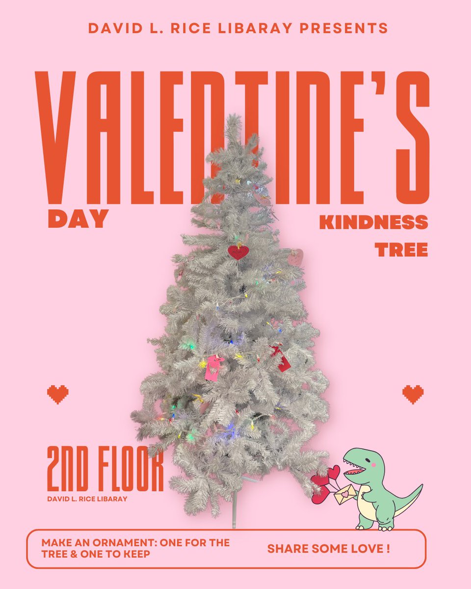 RiceLib's tweet image. Stop by the Kindness Tree on the second floor of the library! Share positivity by creating ornaments to hang on the tree for everyone to see! 😍