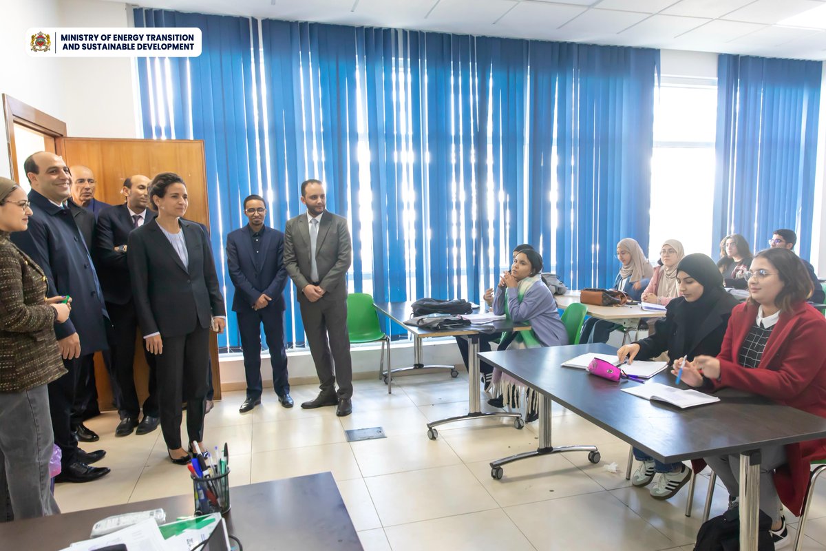 MTEDDMAROC's tweet photo. On the sidelines of the 2nd edition of the WEFE Nexus Forum, Dr. @LeilaBenali_, Minister of Energy Transition and Sustainable Development, paid a visit to the Institut de Formation des Energies Renouvelables
@NexusWefe
#Morocco #IFMEREE https://t.co/J5ompfGCS7