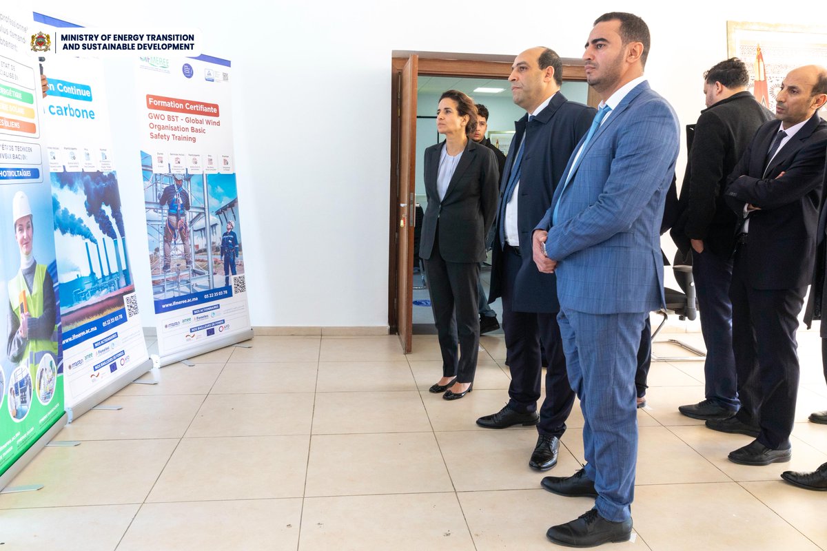 MTEDDMAROC's tweet photo. On the sidelines of the 2nd edition of the WEFE Nexus Forum, Dr. @LeilaBenali_, Minister of Energy Transition and Sustainable Development, paid a visit to the Institut de Formation des Energies Renouvelables
@NexusWefe
#Morocco #IFMEREE https://t.co/J5ompfGCS7