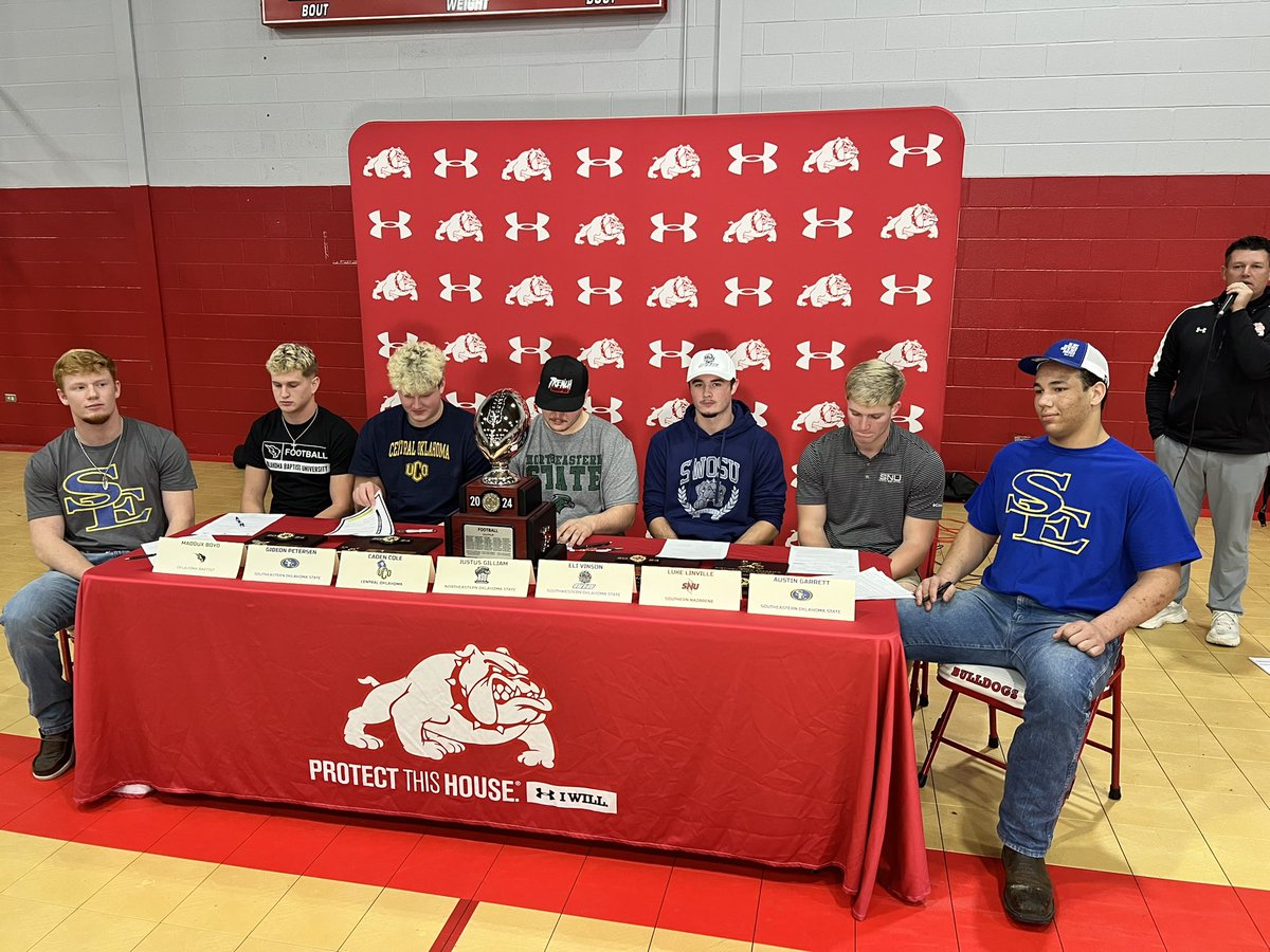 Brigg Bates (@briggbates) on Twitter photo The Dog pound is loose.
A special day in Sulphur, America honoring these once little pups now heading to be a big DAWGS at the next level!
Hear about and from each one of these ballers that will lace it up on Saturdays!
<a href="/BulldogSulphur/">Sulphur Bulldog Football</a> <a href="/Sulphur_Sports/">Sulphur Bulldog Athletics</a> <a href="/EliVinson6/">Eli Vinson</a> The Dog pound is loose.
A special day in Sulphur, America honoring these once little pups now heading to be a big DAWGS at the next level!
Hear about and from each one of these ballers that will lace it up on Saturdays!
<a href="/BulldogSulphur/">Sulphur Bulldog Football</a> <a href="/Sulphur_Sports/">Sulphur Bulldog Athletics</a> <a href="/EliVinson6/">Eli Vinson</a>