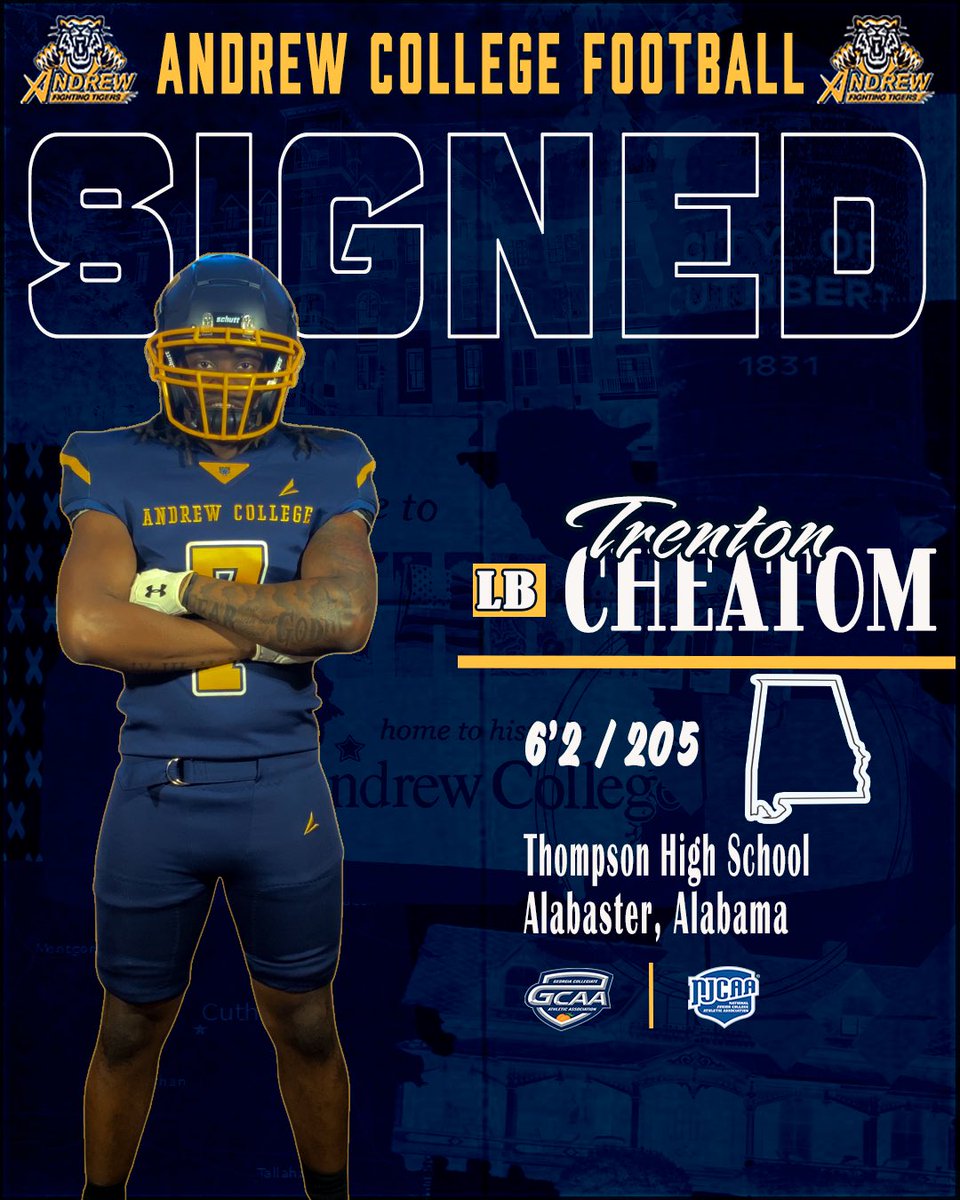 Andrew College Fighting Tigers Football (@tigersandrew) on Twitter photo Welcome, Trenton Cheatom to the Fighting Tigers Family!
β
Signed <a href="/TCh3at_33/">Trenton Cheatom</a>
π<a href="/WARRIORNATION20/">Thompson Football</a> β‘οΈTigers Den Welcome, Trenton Cheatom to the Fighting Tigers Family!
β
Signed <a href="/TCh3at_33/">Trenton Cheatom</a>
π<a href="/WARRIORNATION20/">Thompson Football</a> β‘οΈTigers Den