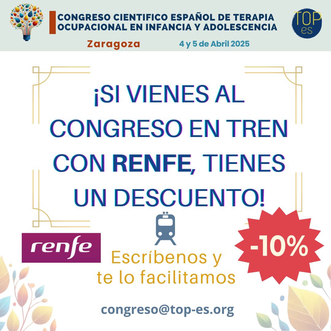 ¿ Vas a venir al #congresoTOP-es? En Renfe tienes descuento