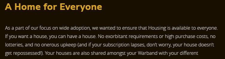World of warcraft firing shots at FFXIV's housing system lol. Link below.
