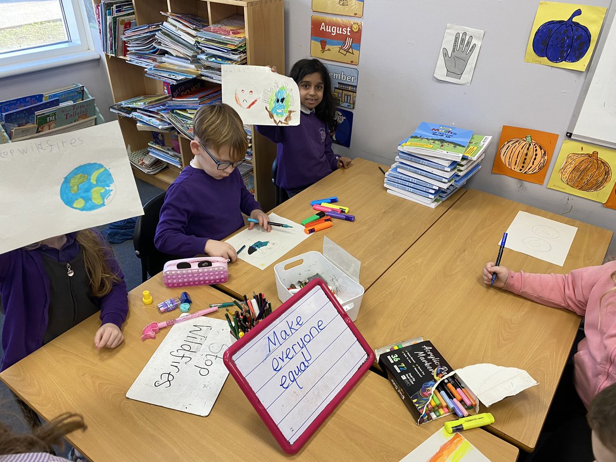 beanX_McQuade's tweet photo. Last week we learned all about young activists and created a poster inspired by them. We talked about our @BPSRights and what we would like to change in our community. Some very powerful messages were used such as ‘save our future’ and ‘make everyone equal’. 🌍 https://t.co/tL3pWOhOXX