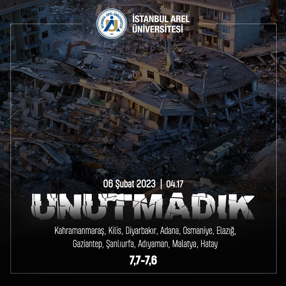 6 Şubat 2023 tarihinde Kahramanmaraş’ta meydana gelen ve 11 ilde büyük bir yıkıma neden olan depremlerin yıl dönümünde, hayatını kaybeden vatandaşlarımızı ve öğrencilerimizi rahmetle anıyoruz.