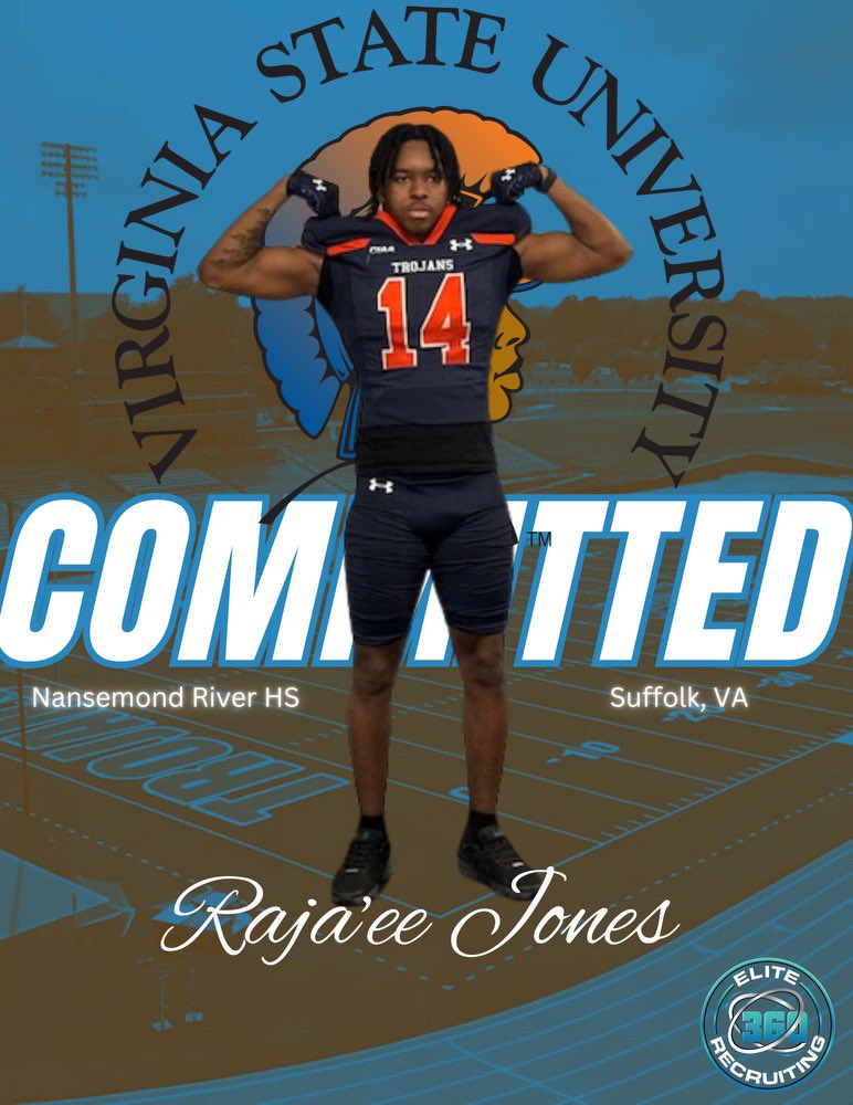 ELITE 360 Recruiting (@elite360recruit) on Twitter photo 🚨🚨COMMITMENT ALERT!!🚨🚨
CONGRATULATIONS to 2025 Elite 360 prospect <a href="/RajaeeJones14/">Raja’ee “RJ” Jones</a> on his committment to Virginia State University!! 🙌🏾💪🏾💯
elite360recruiting.com 🚨🚨COMMITMENT ALERT!!🚨🚨
CONGRATULATIONS to 2025 Elite 360 prospect <a href="/RajaeeJones14/">Raja’ee “RJ” Jones</a> on his committment to Virginia State University!! 🙌🏾💪🏾💯
elite360recruiting.com