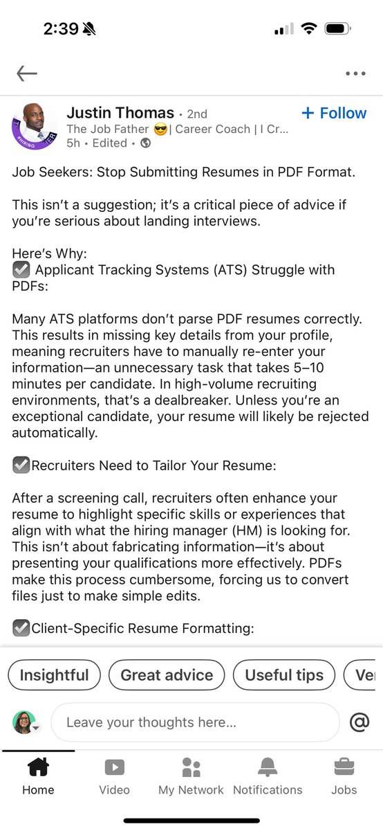 kamaratoffolo's tweet photo. LinkedIn is unhinged this week with click bait posts designed to scare job seekers. Of course I got blocked for disputing this nonsense. He couldn’t take the heat 😂 😅 https://t.co/wFMMH84Umd