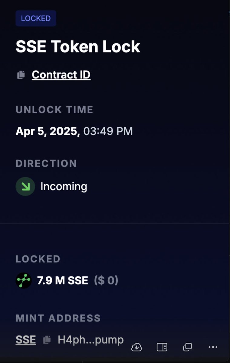 usetapestry's tweet photo. Lockup details: 

8JTi locked 26.3M $SSE

CEJE locked 15.8M $SSE

H5H1 locked 7.9M $SSE https://t.co/TqEceney2U