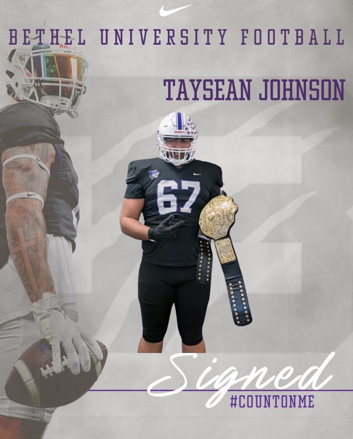 Bethel University Football (TN) (@bu_footballtn) on Twitter photo SIGNED 🖊️
Taysean Johnson (<a href="/TayseanJohnson6/">Taysean Johnson</a>)
Hardin County High School
#CountOnMe #NSD25 SIGNED 🖊️
Taysean Johnson (<a href="/TayseanJohnson6/">Taysean Johnson</a>)
Hardin County High School
#CountOnMe #NSD25