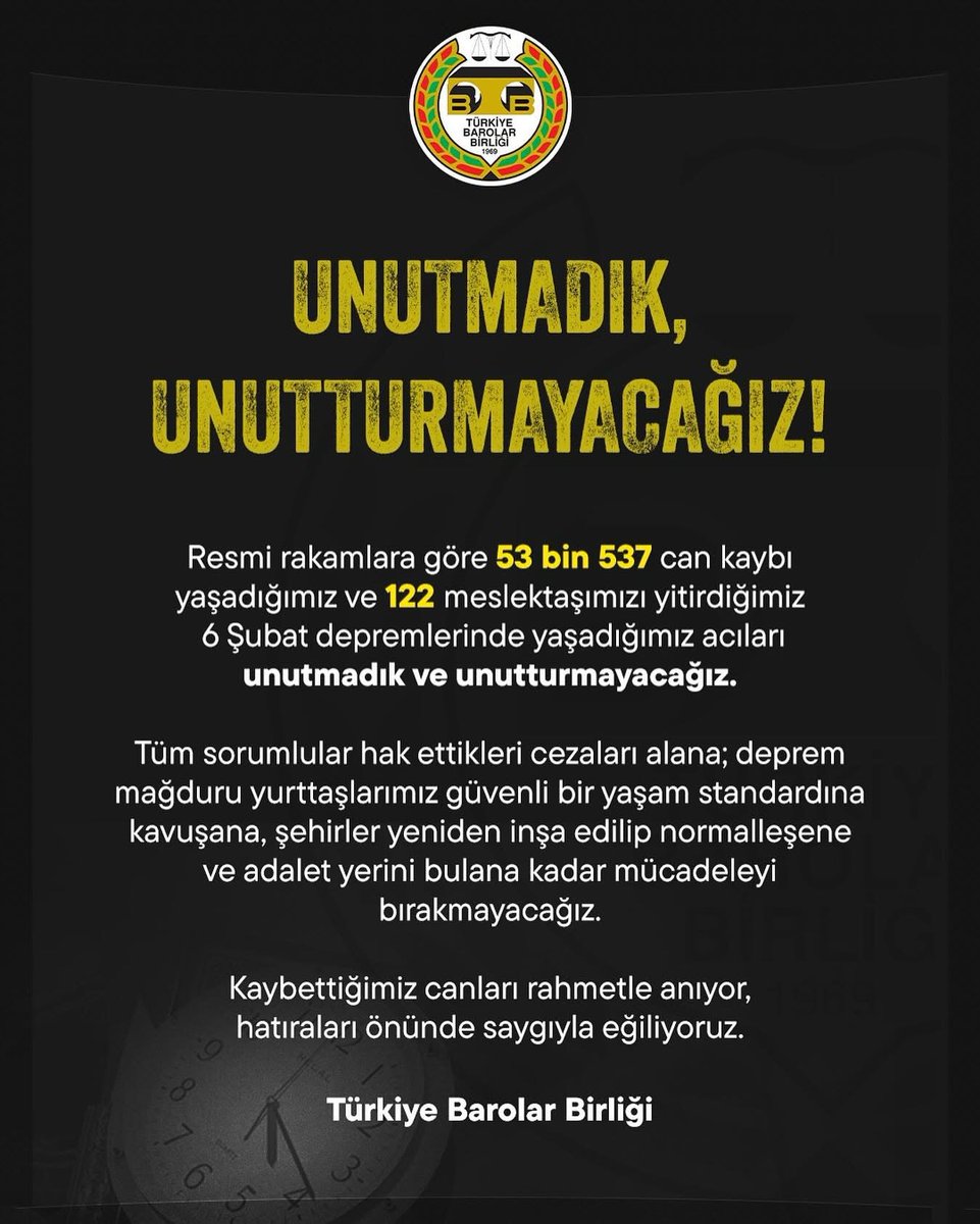 UNUTMADIK, UNUTTURMAYACAĞIZ!

Resmi rakamlara göre 53 bin 537 can kaybı yaşadığımız ve 122 meslektaşımızı yitirdiğimiz 6 Şubat depremlerinde yaşadığımız acıları unutmadık ve unutturmayacağız.