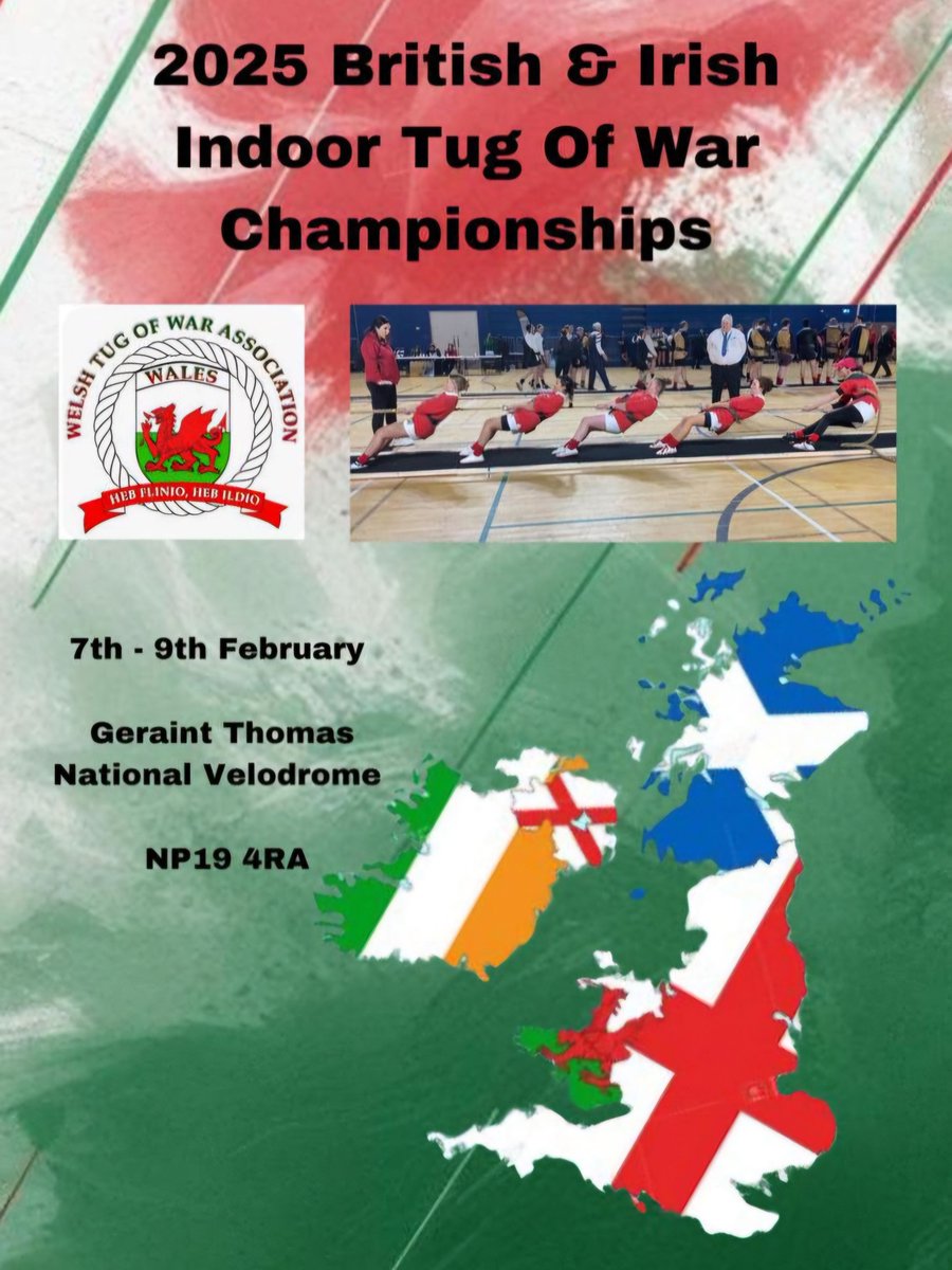 🎉 Join Us for the British &amp; Irish Tug of War Championships! 🎉

Looking for a fun, free day out with the family? Come and experience the thrill of Tug of War! 🏆

📅 7 &amp; 8 February
🪢 First pull 9am
📍 Location: The Geraint Thomas Velodrome

 Refreshments will be available.🍔