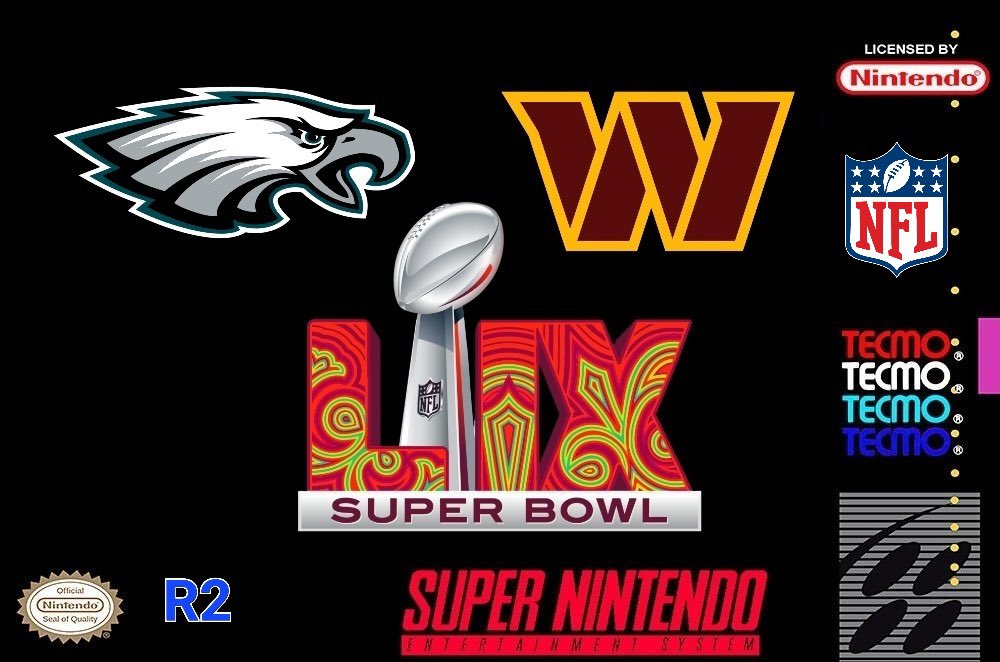 SheepdogXIX's tweet photo. (SNES) Tecmo Super Bowl LIX will release on SB LIX Eve. Features: accurate endzone art, updated team woodmark, modernized mini/large helmets, 100% accurate uniforms both gameplay/cutscenes, updated sprites, 2024 rosters &amp; much, much more. 32 teams between 2 ROMs. https://t.co/ErcFfQioP7