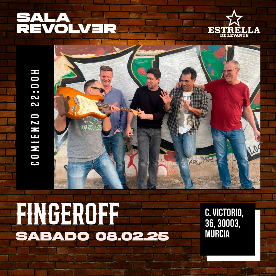 Fingeroff1's tweet photo. Este sábado tenemos concierto.  En la Sala Revolver a las 22 Horas. #fingeroff #rock #rockmurciano https://t.co/ekyRFq4GqG