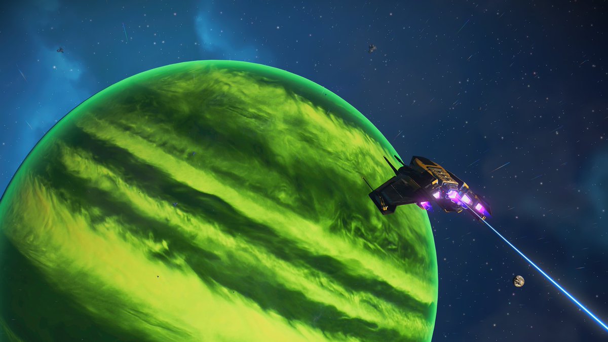 That’s no moon… 

That’s a giant floating watermelon 🍉

⁦<a href="/NoMansSky/">Sean Murray</a>⁩ #NoMansSky