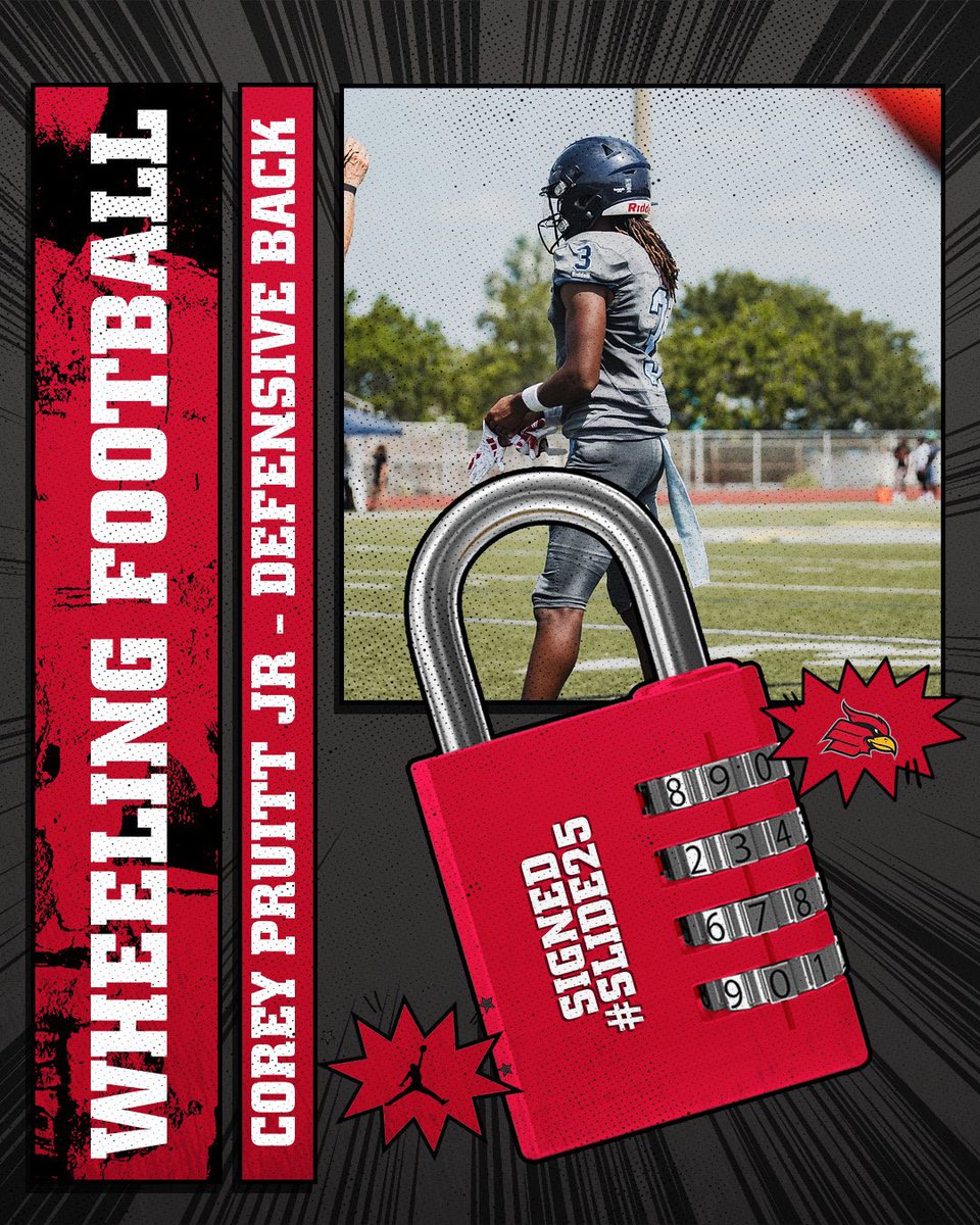 Wheeling U Football (@wheelingu_fb) on Twitter photo 🔥💯| #SLIDE25 🔴⚫️⚪️
✍🏼| Corey Pruitt
📱| <a href="/Pruitt2Corey/">Corey pruitt jr</a>
📍| Miami Palmetto (FL)
🚨| DB
📋| 5’10 170
🎥| hudl.com/v/2QEVW8
#TEAM8 | #NSD25 | #EveryMan | #EveryDay 🔥💯| #SLIDE25 🔴⚫️⚪️
✍🏼| Corey Pruitt
📱| <a href="/Pruitt2Corey/">Corey pruitt jr</a>
📍| Miami Palmetto (FL)
🚨| DB
📋| 5’10 170
🎥| hudl.com/v/2QEVW8
#TEAM8 | #NSD25 | #EveryMan | #EveryDay