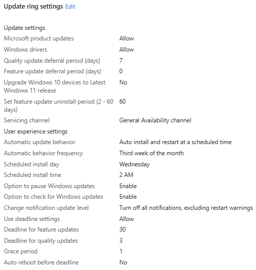 Has anyone solved this? I have a Windows Update ring set to auto install and restart on third week of the month, Wednesday - is this always the third Wed. or Wed. of the 3rd full week? E.g., would this install/restart on 2/12 or 2/19 this month? <a href="/ariaupdated/">ariaupdated</a> <a href="/Mister_MDM/">Rudy Ooms</a>  #WUfB