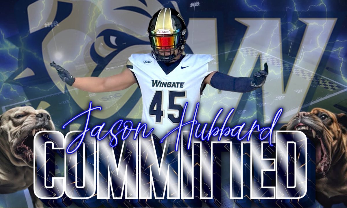 Jason Hubbard (@jasonhubba80046) on Twitter photo Blessed with the opportunity to play with <a href="/WingateFb/">Wingate Bulldogs Football</a>, SAC champion team, ready to be a bulldog and be the greatest‼️🐶
Ain’t done yet… 🔥
<a href="/Coach_TKnight/">Coach Knight</a> <a href="/Coach_TL/">Thomas Langley</a> <a href="/MCASportsUpdate/">Metrolina Athletics</a> <a href="/Metro_Football/">Metrolina Football</a> <a href="/MarkHoover71/">Mark Hoover</a> <a href="/pepman704/">Matt Morrow</a> Blessed with the opportunity to play with <a href="/WingateFb/">Wingate Bulldogs Football</a>, SAC champion team, ready to be a bulldog and be the greatest‼️🐶
Ain’t done yet… 🔥
<a href="/Coach_TKnight/">Coach Knight</a> <a href="/Coach_TL/">Thomas Langley</a> <a href="/MCASportsUpdate/">Metrolina Athletics</a> <a href="/Metro_Football/">Metrolina Football</a> <a href="/MarkHoover71/">Mark Hoover</a> <a href="/pepman704/">Matt Morrow</a>
