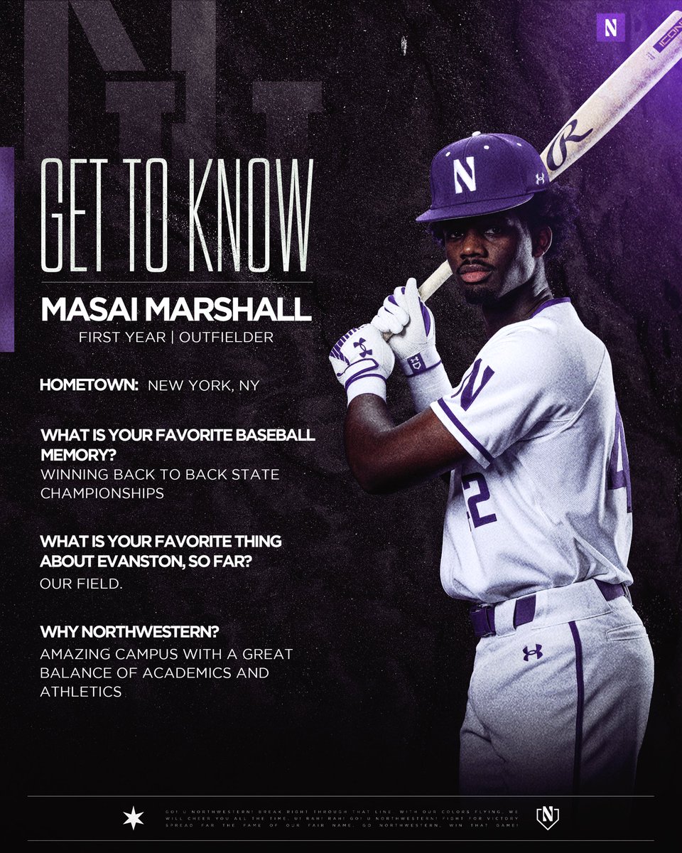 Northwestern Baseball (@nucatsbaseball) on Twitter photo First year outfielder <a href="/MasaiMarshall3/">Masai Marshall</a> is excited to take the field! First year outfielder <a href="/MasaiMarshall3/">Masai Marshall</a> is excited to take the field!