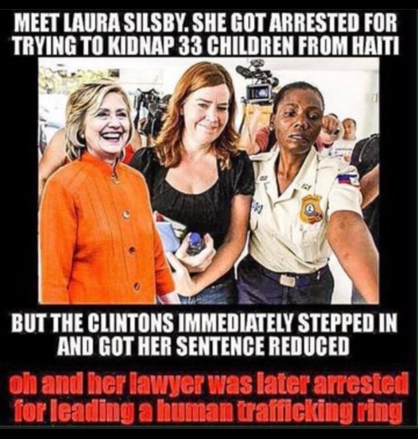 PatriotXV11's tweet image. Meet Laura Silsby! She was sent to Haiti by the Clintons after the earthquake. She was found by authorities with 33 children who she claimed were orphaned by the earthquake. That was a lie. They all had parents. She was arrested for kidnapping. Guess who flew down to bail her…