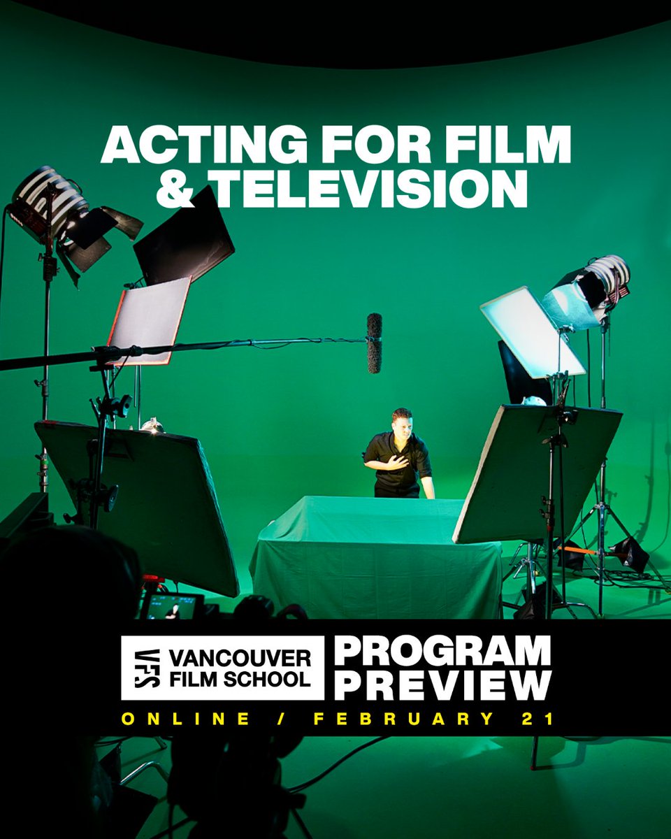 Hey actors – it’s time for your close-up! 🎭 Join us online on Feb. 21 for our Acting for Film &amp; Television Program Preview. 🌟 Meet our industry faculty, discover our award-winning curriculum, and take the first step in your acting journey! 🎬 ow.ly/fIP250USPu4