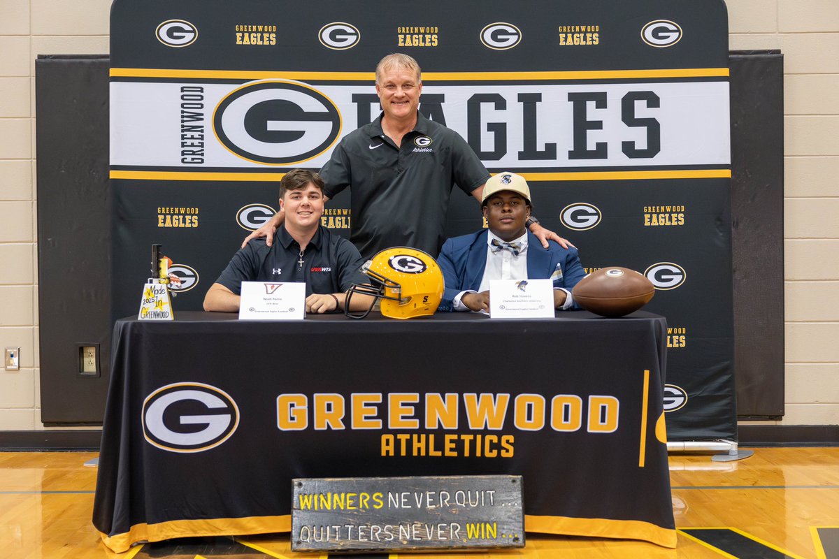 ghseagles_fb's tweet image. Signed ✍️

A huge congratulations to Rob Stevens and Noah Perrin on signing to play football at the next level! Thank you for emboding what it means to be a Greenwood Eagle, we are proud of you! 

#Family | #Finish